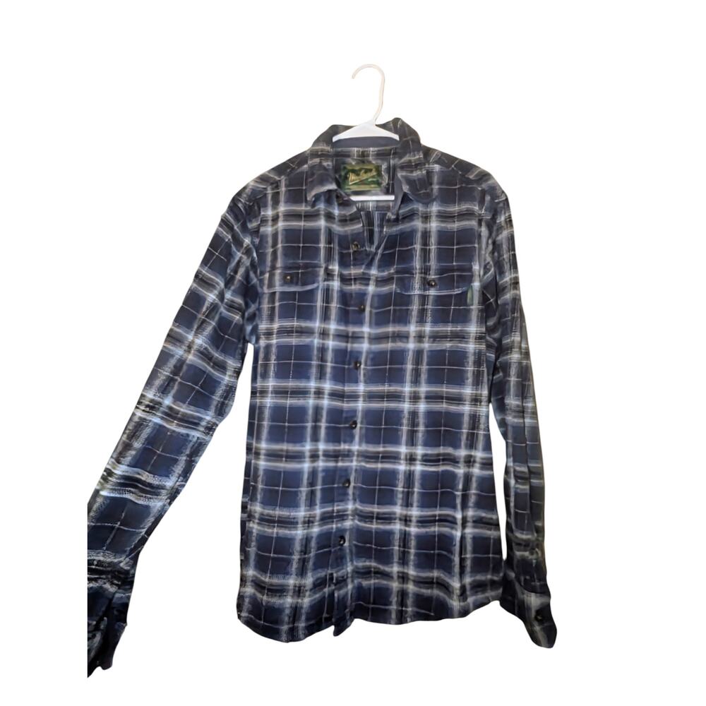 Woolrich Blue White Plaid Button Men's Large 100% Cotton
